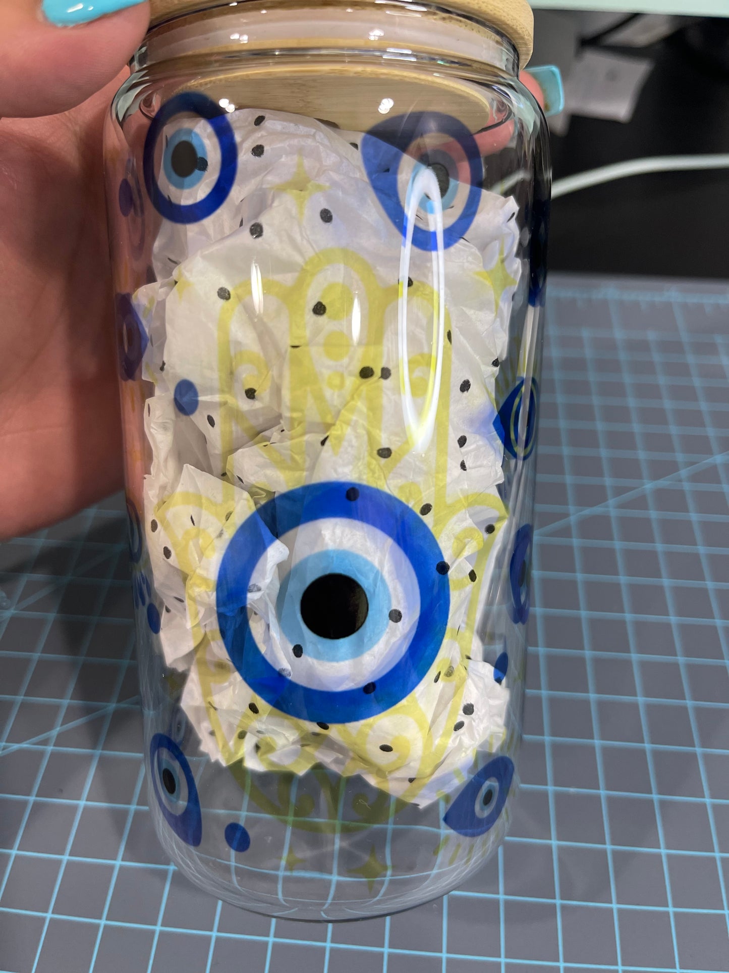 Evil eye beer can libbey cup