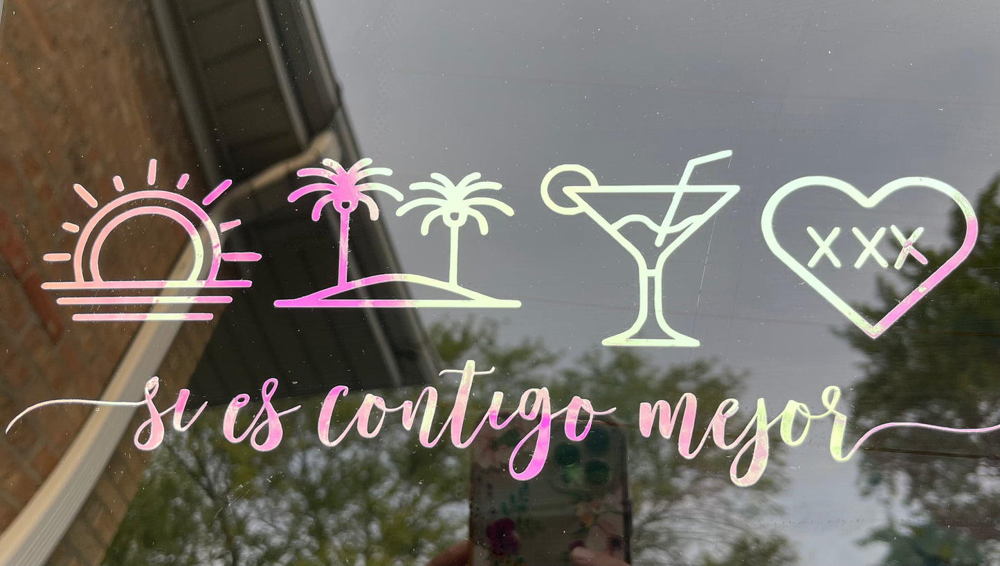 Playa sol y arena car window decal