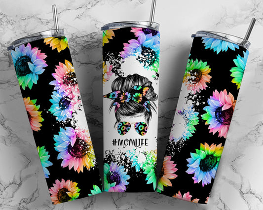 Mom Life flower tumbler